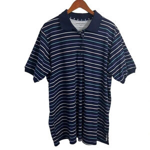 Woman Within Striped Polo Womens 18 20 Blue White Purple Pink Short Sleeves Top